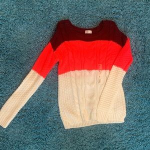 Medium new sweater. From kohls. White, maroon, neon pink.